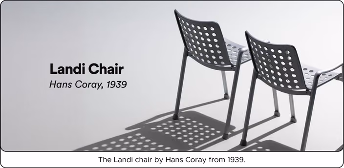 The Landi Chair by Hans Coray from 1939, an iconic aluminum design that inspired Ebnöther’’s approach to material optimization