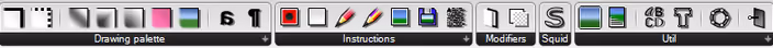 Squid plugin toolbar interface showing drawing tools, palette options, and instructions.