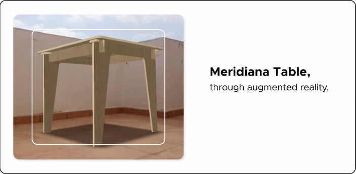 Augmented reality visualization of the Meridiana Table displayed in a real interior space