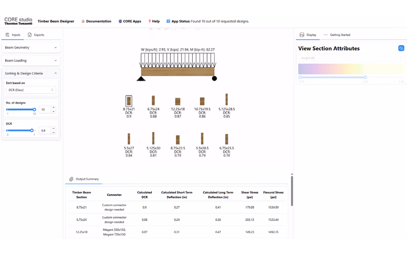 AI Timber Designer, Thornton Tomasetti's timber column and beam sizing app