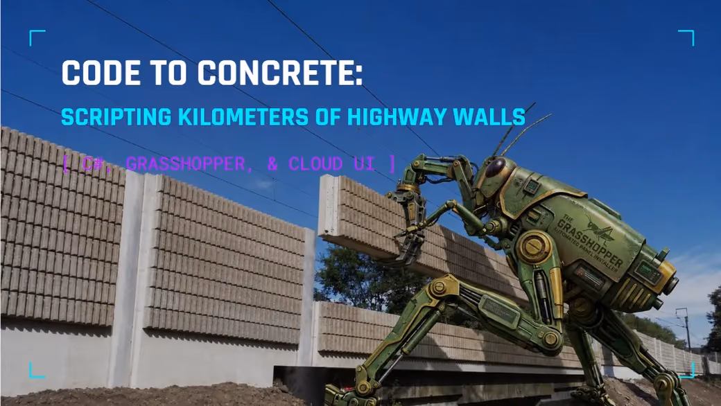 Cover image showing the article title above a concrete noise-cancellation wall with panels and a robotic construction machine.